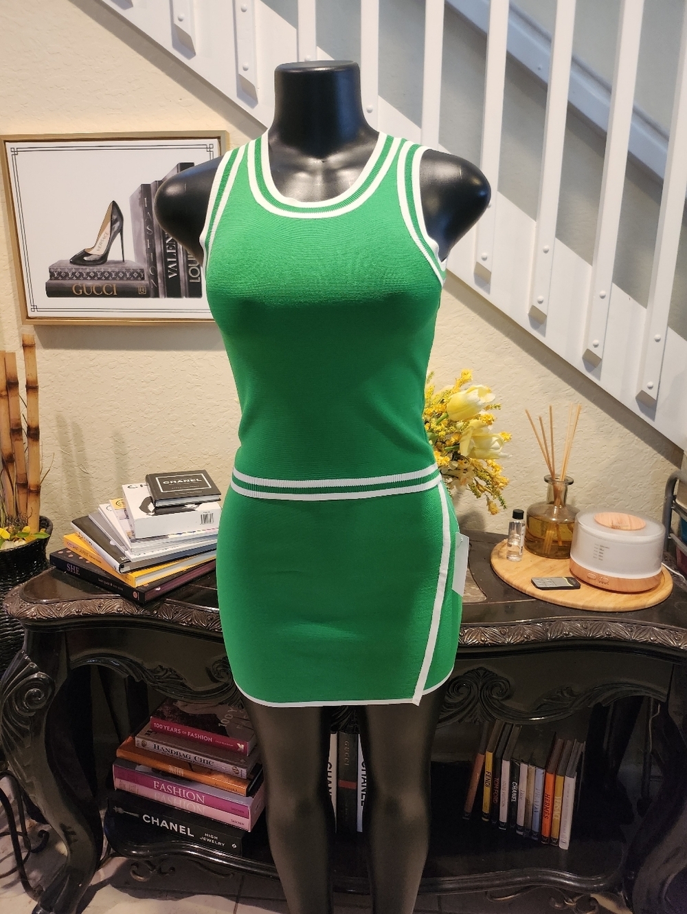 House of Harlow Green Bee Cloud Dancer tennis 2 pcs set size XS NEW